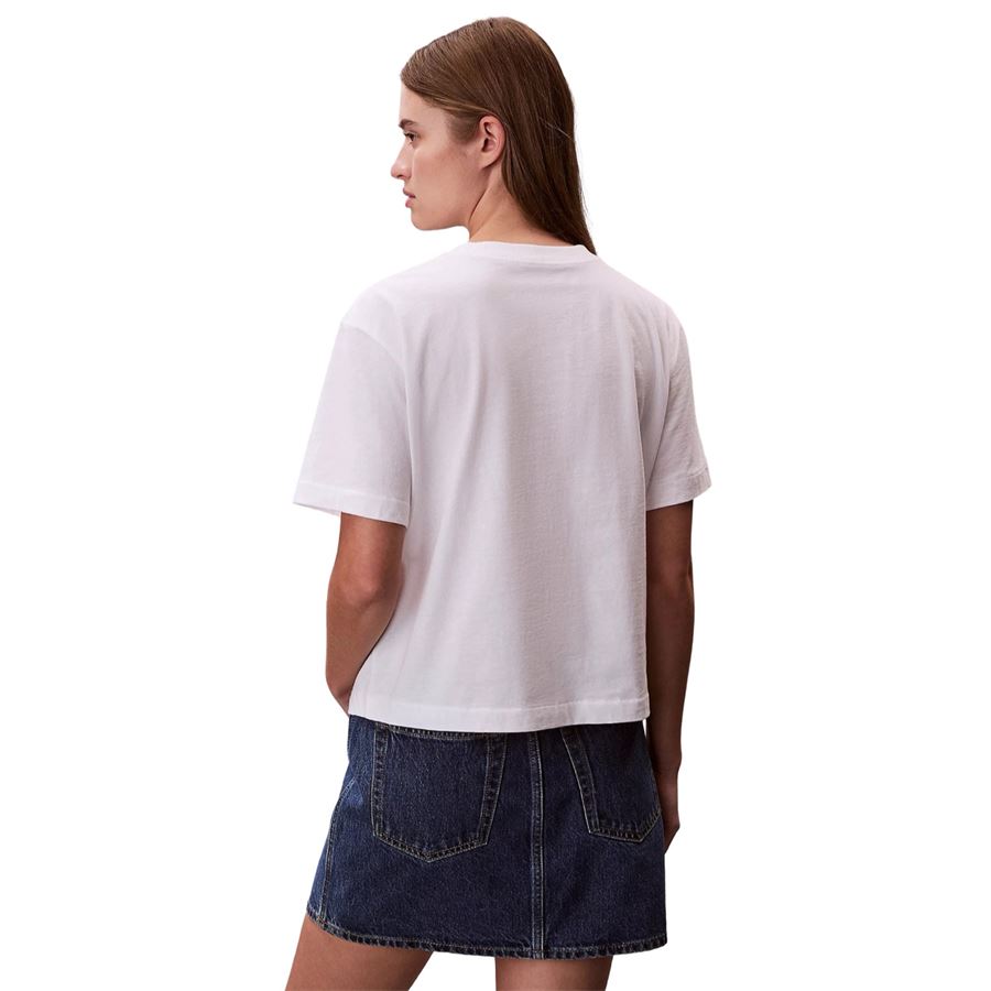 T-shirt a maniche corte con logo ricamato taglio relaxed da donna Calvin Klein | LV047F801GYAF